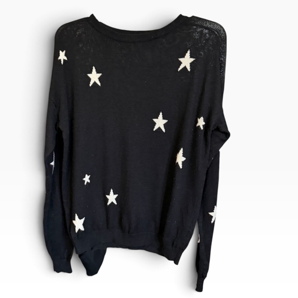 Brandy Melville Star Sweater Sz M Black White Wool Blend Celestial Festival